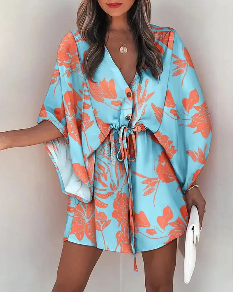 Tropical Bloom Wrap Dress – Flowy, Floral & Effortlessly Chic
