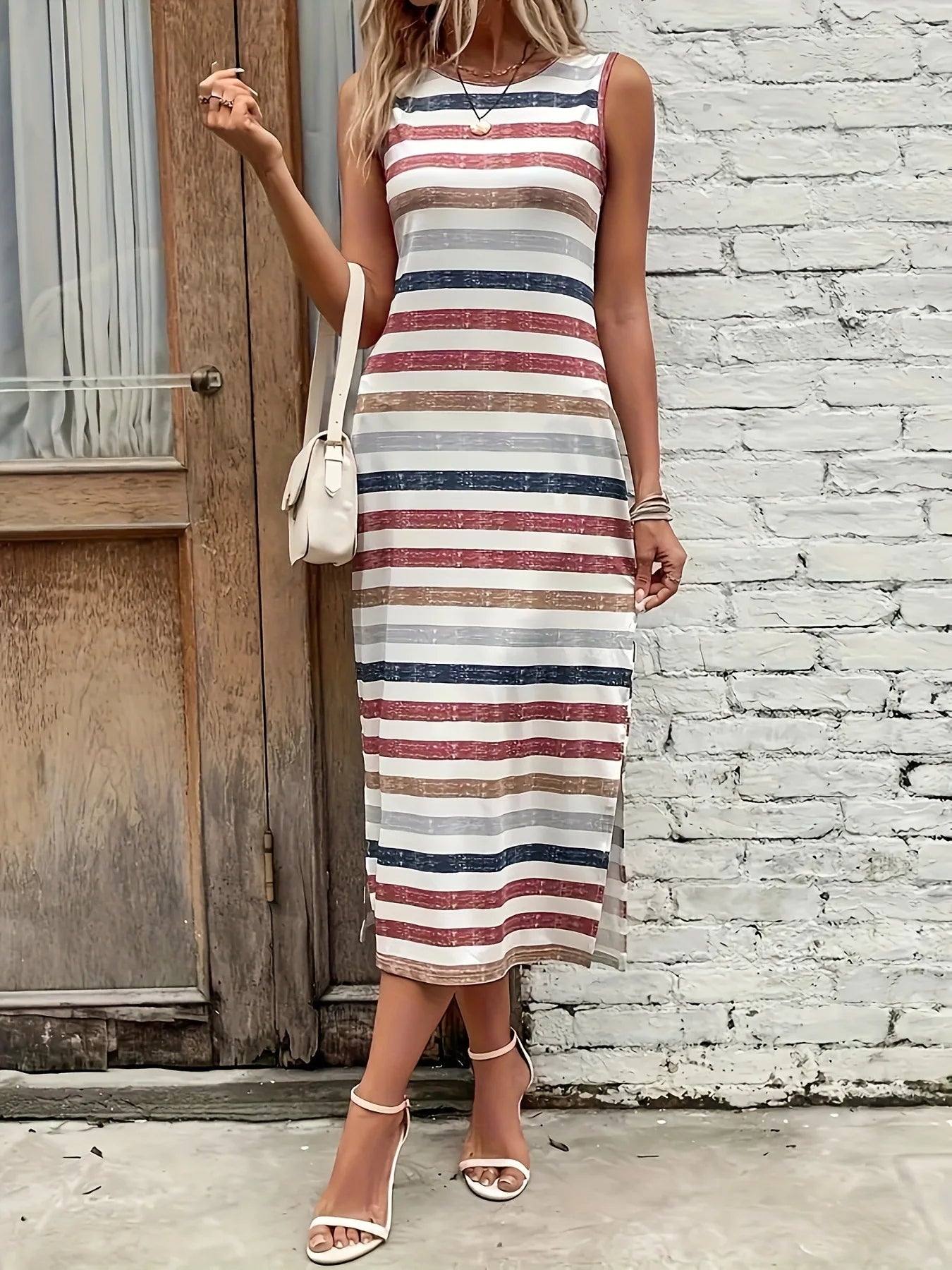 Chic Striped Boho Tank Dress