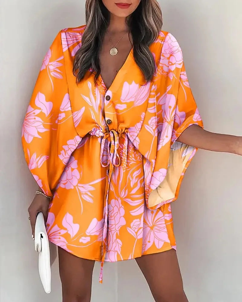 Tropical Bloom Wrap Dress – Flowy, Floral & Effortlessly Chic