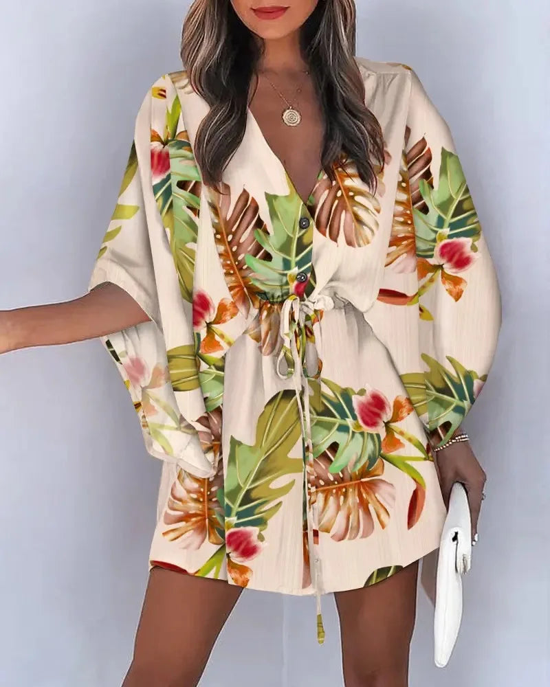 Tropical Bloom Wrap Dress – Flowy, Floral & Effortlessly Chic