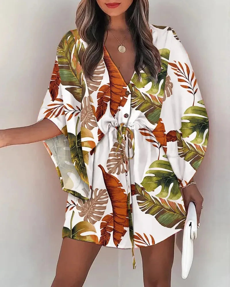 Tropical Bloom Wrap Dress – Flowy, Floral & Effortlessly Chic
